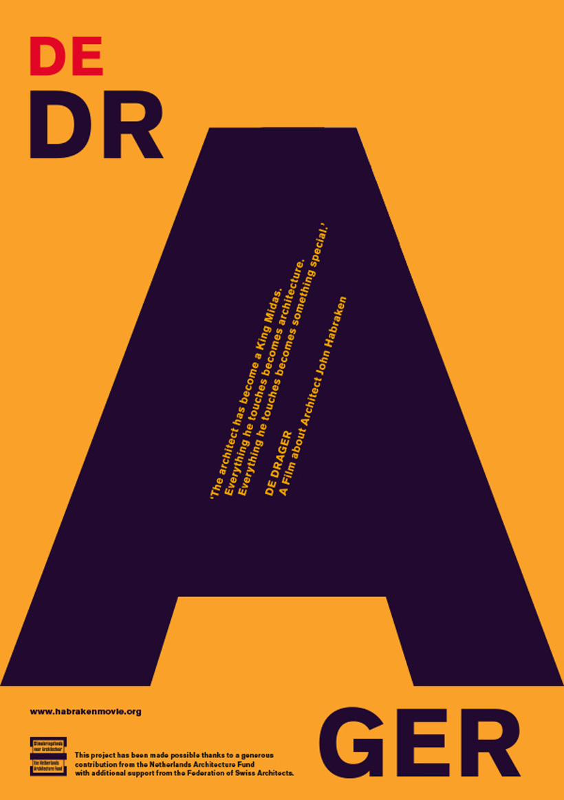 Movie poster of De Drager. The icon is a large letter A on orange background.